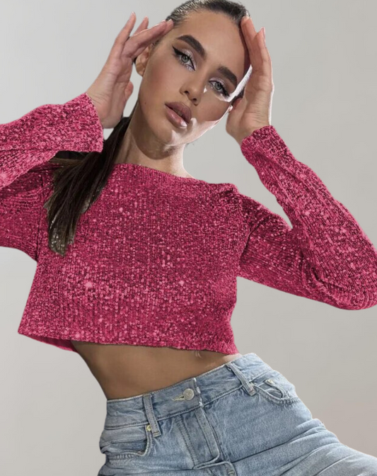 FAYE | Sprankelende crop top met pailletten voor haar