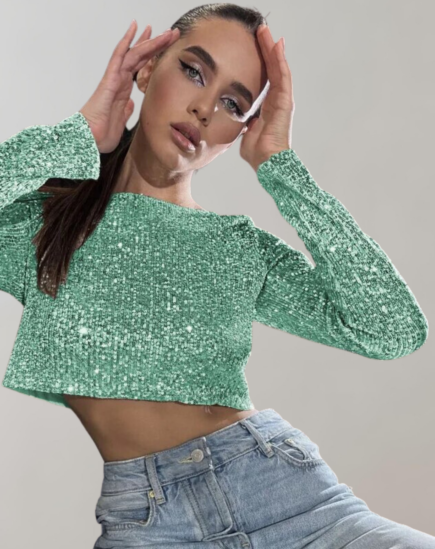 FAYE | Sprankelende crop top met pailletten voor haar