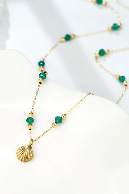 Gouden Ocean Ketting - Groene Kralen - River Mode