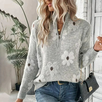 KELSEY | Sweater Met Bloementjesprint - River Mode