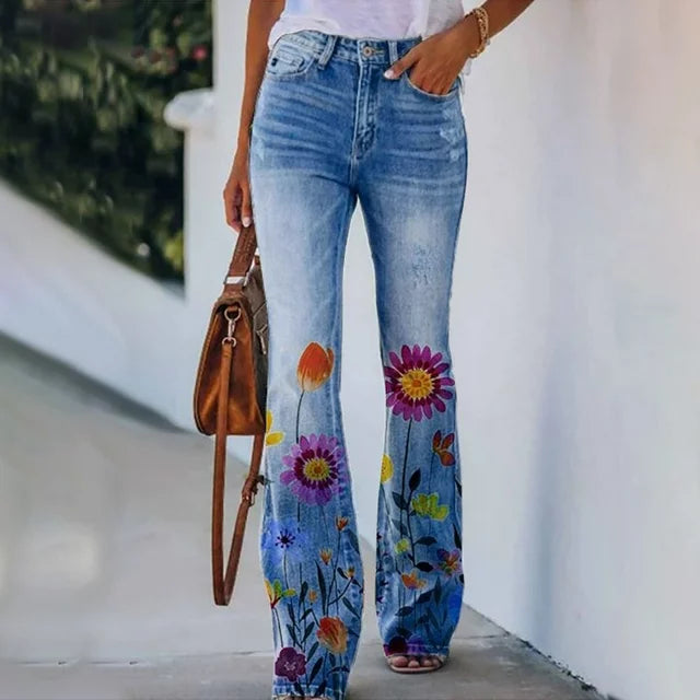 Sofia | Trendy Jeans met Bloemen voor Dames