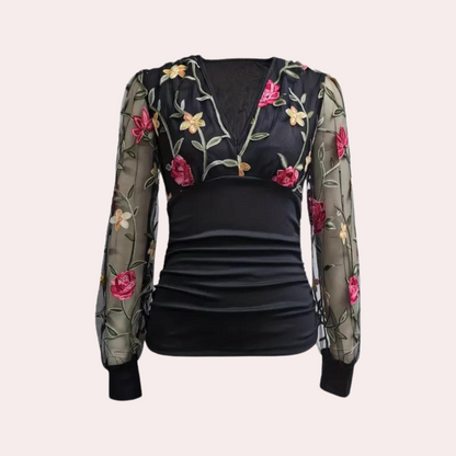 LILA | Chique blouse met bloemenborduursel voor vrouwen en een elegante uitstraling