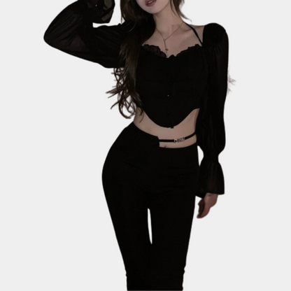 ISALIE | Trendy schoudervrije cropped top