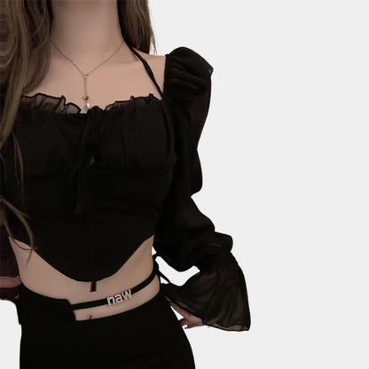 ISALIE | Trendy schoudervrije cropped top