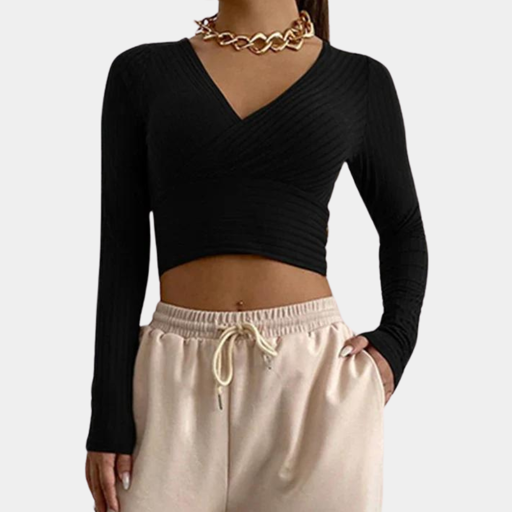 NOVA | Trendy cropped top met elegante lange mouwen