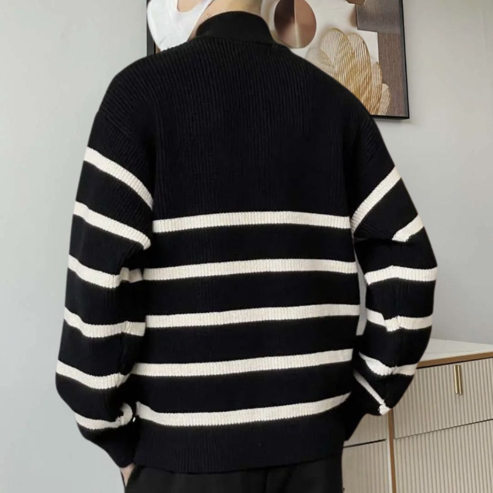 LARS | Trendy gestreepte herensweater met rits