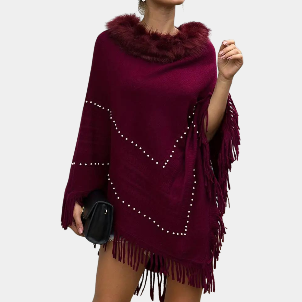 ISABELLE | Elegante gebreide poncho voor dames met verfijnde afwerkingen