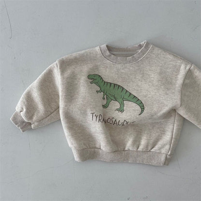 Finn – Warme fleece hoodie met dinosaurusontwerp voor kinderen - River Mode