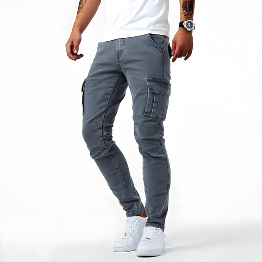 SANDER | Denim cargo broek met elastische band voor mannen