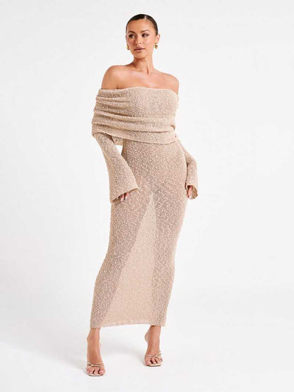 AMELIA – Off-shoulder maxi jurk voor dames - River Mode