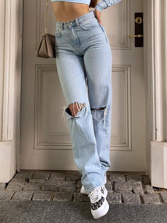 JACQUELINE– Casual High-Waist Baggy Jeans met Losse Pijpen