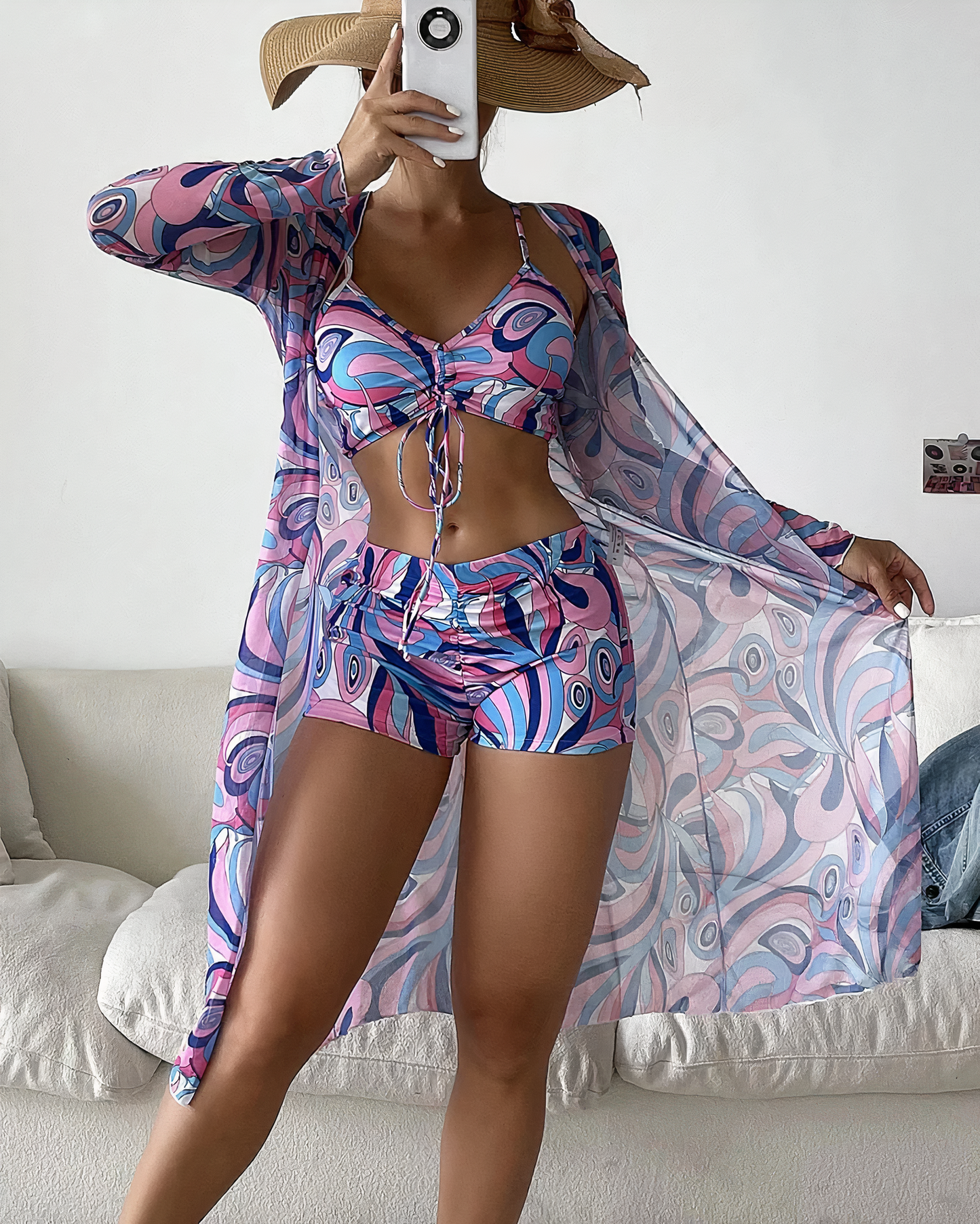 FEMKE | Stijlvolle bikiniset met hoge taille en kimono