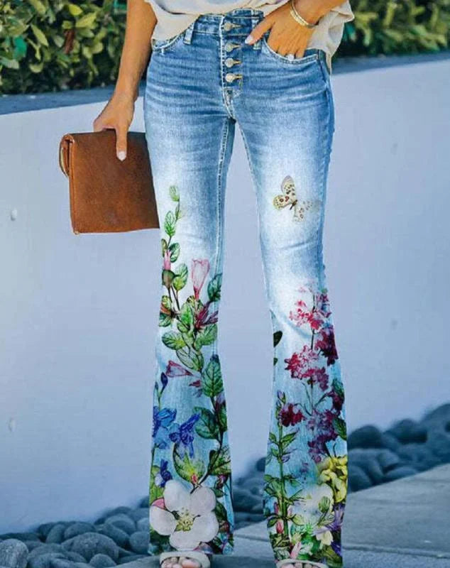 Sofia | Trendy Jeans met Bloemen voor Dames