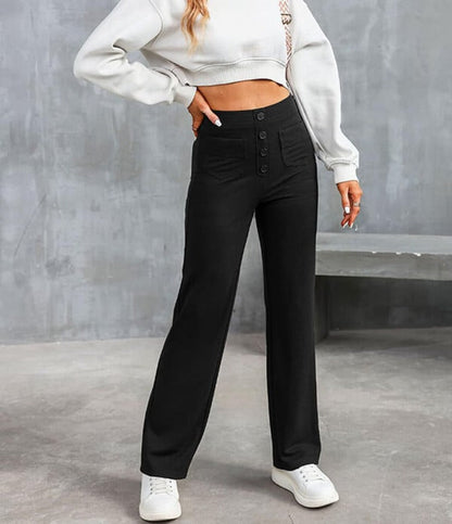 JANELLE – Elastische Broek met Hoge Taille voor Dames