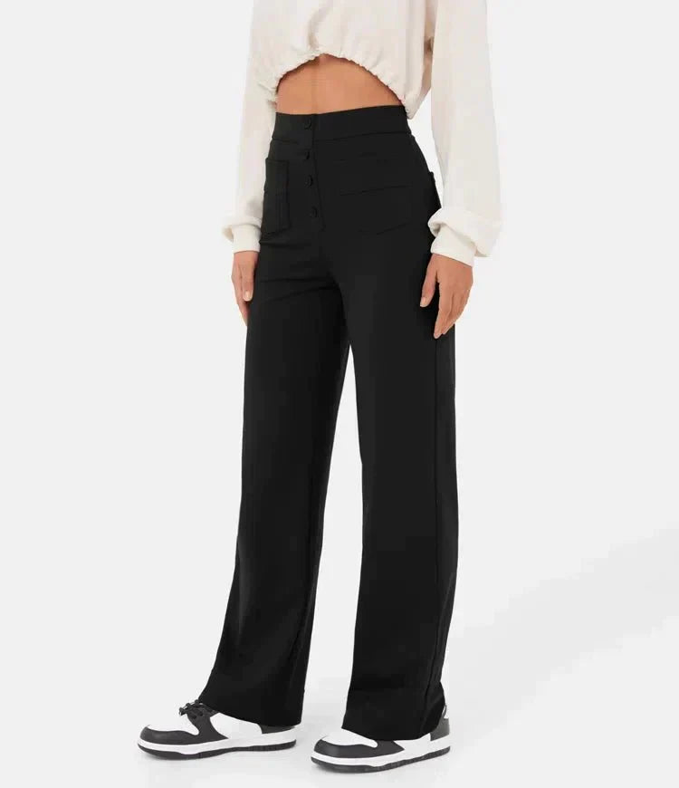 JANELLE – Elastische Broek met Hoge Taille voor Dames