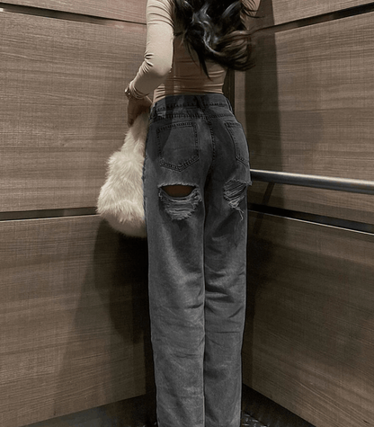 Zara | Comfortabele Baggy Denim Jeans met Scheuren achteraan