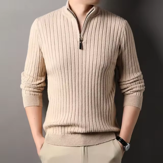 NOA - Nette Heren Sweater Met Half Zip - River Mode