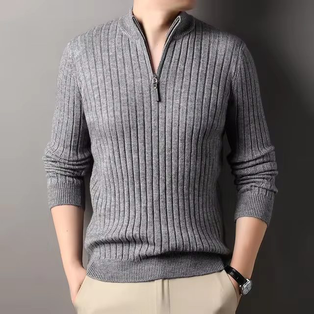 NOA - Nette Heren Sweater Met Half Zip - River Mode