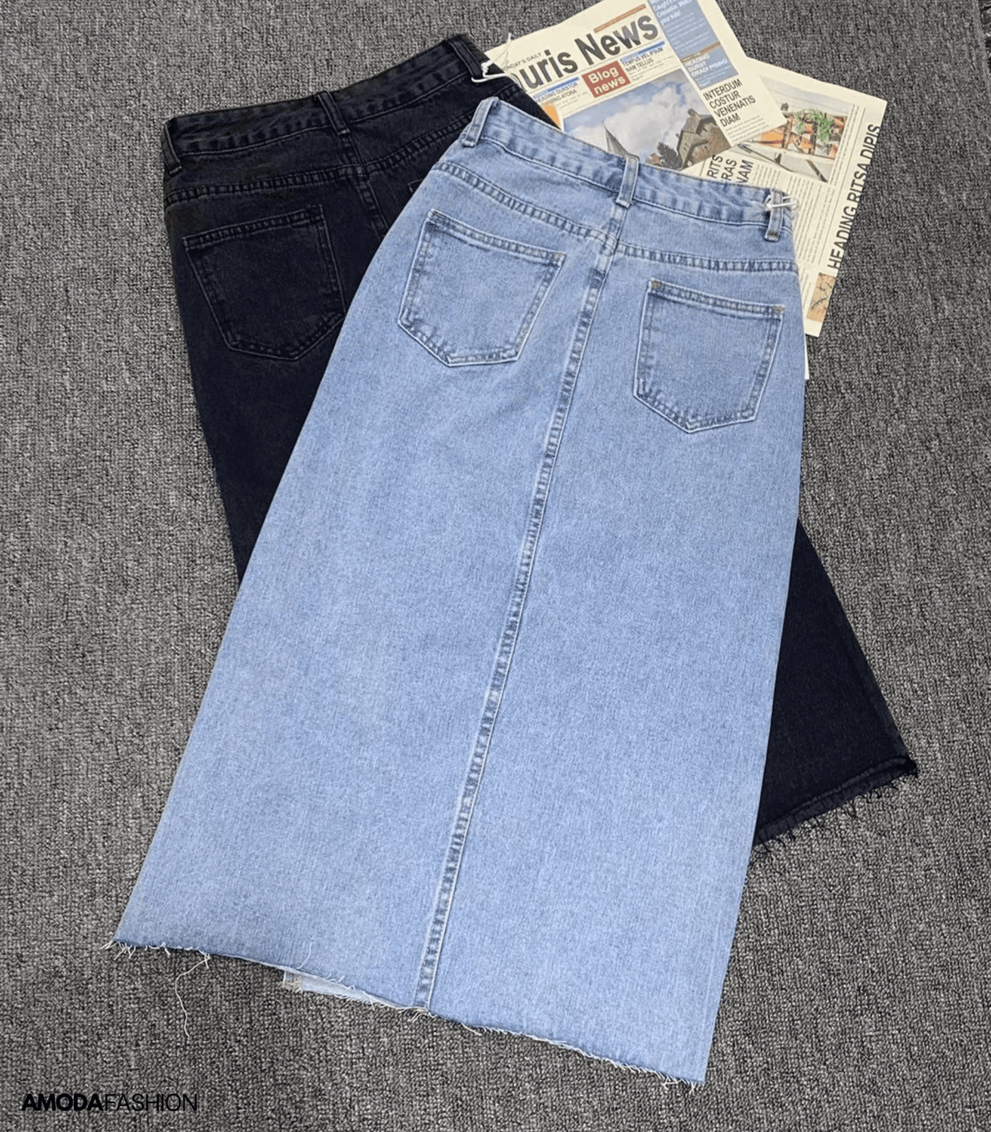 FANNY– Elegante Denim Kokerrok met Splitten