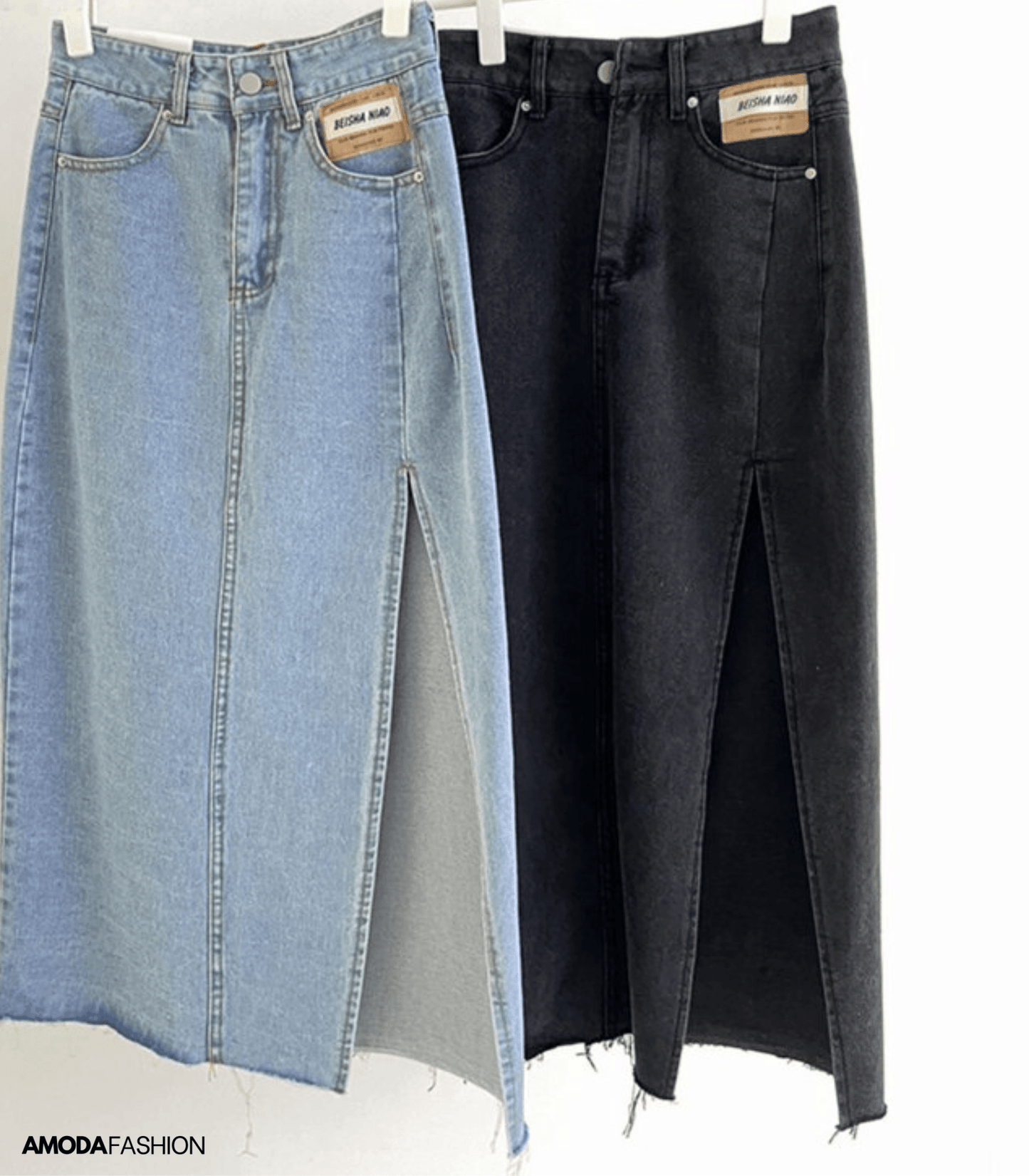 FANNY– Elegante Denim Kokerrok met Splitten