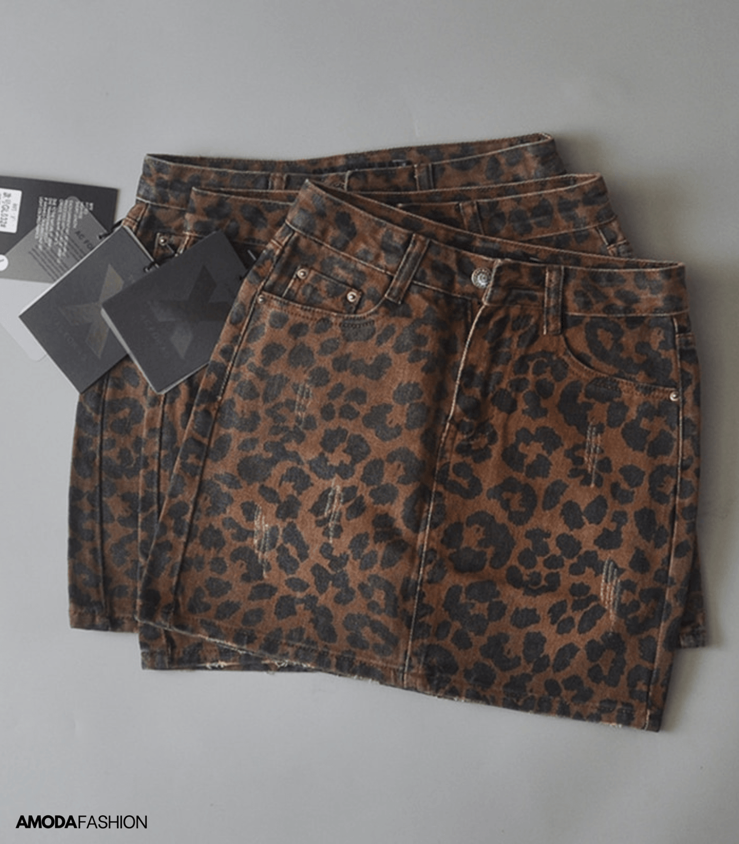 Julia | Denim Rok met Leopardenprint