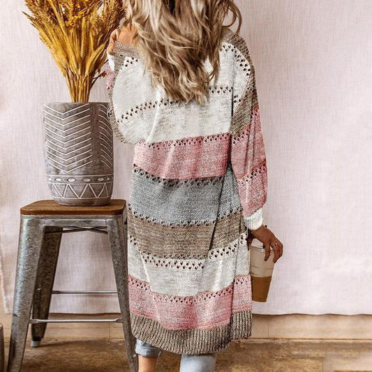 Mara - Boho damesvest met streeppatroon en lange pasvorm - River Mode